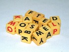 13 Vintage Butterscotch Bakelite Alphabet Spelling Dice