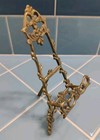 Vtg Ornate Solid  Brass Easel  Picture plate Display Stand Victorian 7 