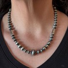Sterling Silver Southwestern Style 3-15 Mm Navajo Pearl Bead 18 - 20  Necklace