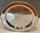 13 5    Stainless Steel Serving Tray Platter Round Beaded Edge Modern Minimalist