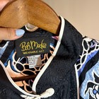 Bob Mackie Floral Quilted Mandarin Jacket Asian Style Purple Blue Short Sleeve