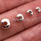 Real Sterling Silver 925 Crimp Cover Jewelry Spacer Beads Findings 2 5 3 4 5mm