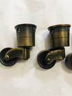 Set Of 4 Heavy Antique Style Round Cup Casters Brass Wheels Antique Finish