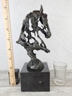 Bronze Horse Statue Head Marble Animal Sculpture Art Figurine Abstract Bust 42cm