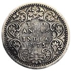 1875 British India 2 Two Annas  917 Silver Coin Queen Victoria   1175