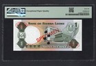 Sierra Leone 1 Leone 19-4-1974 P5as Specimen Uncirculated Graded 66 Top Pop