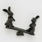 Vintage 1983 Spoontiques Rabbits Pewter Miniature Figures See Saw Dollhouse