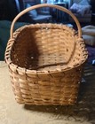 Antique Handmade Woven Gathering Basket With Handle 18   l X 11    Across X 11    Tall
