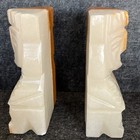 Vintage Carved Marble Onyx Stone Tiki Bookends