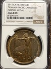 1915 Ca Hk-400 So Called Dollar Sc 1 Panama Pacific Expo Medal Ngc Ms 62 Brown