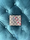Gucci Gg Supreme Snake Bifold Wallet Leather Id Window Card Slots Beige Brown