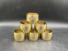 Vintage Brass Hammered Napkin Rings Holders  1 5    X 1 75    Mid Century 6pc Set