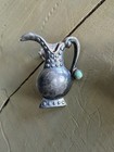 Vintage Mexican Made Sterling Silver Pitcher Screw Back Earrings Turquoise