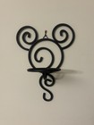 Pair Disney Mickey Mouse Black Wrought Iron Wall Sconces Candle Holders