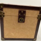 Vintage Style Small Decorative Storage Trunk Chest Plaid Lined Faux Suede 9   