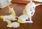 Vintage Unicorn Family  3  Figurines Miniature Porcelain China Ln Euc