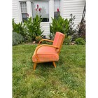 Mid Century Modern Lounge Chair Spring Rocker Pink Wood Bentwood Arm 50s Vintage