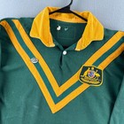 Vintage Australia Wallabies Rugby Jerey Mens 40 Green Long Sleeve Cotton 70s 80s