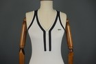 Lacoste Sport White Black Stretch Sleeveless V-neck 1 4 Zip Tennis Dress Size 40