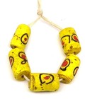 Rare Old Venetian Antique Wound Yellow With Red Eye African Glass Trade Beads