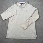 Polo Ralph Lauren Kids Gray Long Sleeve Custom Polo Shirt Size M 10-12  4737