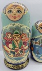 Vintage Hand Painted Russian Matryoshka Nesting Dolls 5pc Winter Scene Sledding