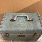 Vintage 1950s Samsonite Streamlite Train Case Blue Cosmetics Travel Mid-century