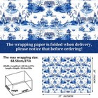 12 Sheets 27   20 Inches Chinoiserie Design Wrapping Paper Blue White Peony P   
