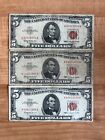 1953 Or 1963 Series Five Dollar Red Seal Note Certificate Old Us Bill  5 Money