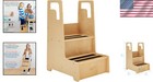 Kid-friendly Step Stool - Natural Birch With Safety Measures   Easy Mobility