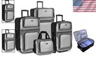 Lightweight Gray Luggage Set - 4-piece Expandable Rolling Luggage Collection