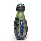Collection Chinese Old Beijing Glaze Carved Crane Flowers Statue Snuff Bottle