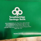Bank Zippered Money Cash Deposit Bag Green Vintage Logo Southbridge Savings Bank