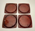 Vintage Lot 4 Brown Lucite   Cork Coasters  Made In Usa