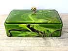 Vintage Dresser Valuables Box In Green Swirl Catlin  Bakelite  Mid-century Resin