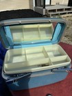 Vintage Town Craft Train Case Blue Teal Luggage Makeup Cosmetic Case W  Tray