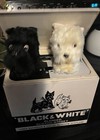 Black   White Scotch Whiskey Mechanical Animated Scottie Dog Vtg Liquor Sign