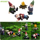 4pcs Fairy Garden Gnomes Accessories Funny Drunk Gnome Dwarfs Garden Ornament Us