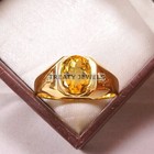 Citrine Oval Cut With 14k Solid   Gold  Ring For Men s  a961