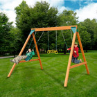 Swing Set Wooden Outdoor Playset Slide Kids Playground Backyard Playset  And New
