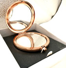 New Liz Claiborne Rhinestone Flower Rose Gold Tone Compact W dual Mirror