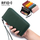 Rfid Blocking Women Long Genuine Leather Clutch Wallet Card Holder Purse Handbag