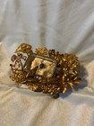 Beautiful Antique 1800 s French Ormolu Gold Glass Jewel Casket Box Bridal Bird