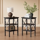 Set Of 2 Nightstand Small End Tables With Storage Shelves Bedroom Living Room