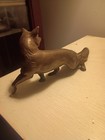 Brown Metal Fox Figurine Sculpture  Antique Finish  Animal Decor  1 Pack
