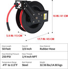 50 Foot Auto Rewind Retractable Air Hose Reel With 3 8  Rubber Hose 250 Psi Heav