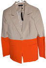 New With Tags Zcrave Petele Orange And White Block Blazer Women s Size Medium M