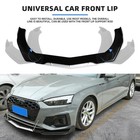 4pcs Front Bumper Lip Splitter Protector Universal Gloss Black White Tongue