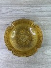 Vintage Anchor Hocking Mcm Amber Gold Glass Ashtray Ribbed Swirl  Tobacciana 6 