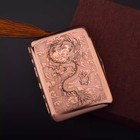 Vintage Copper Pocket Cigarette Case Carved Dragon Double Sided Portable Storage